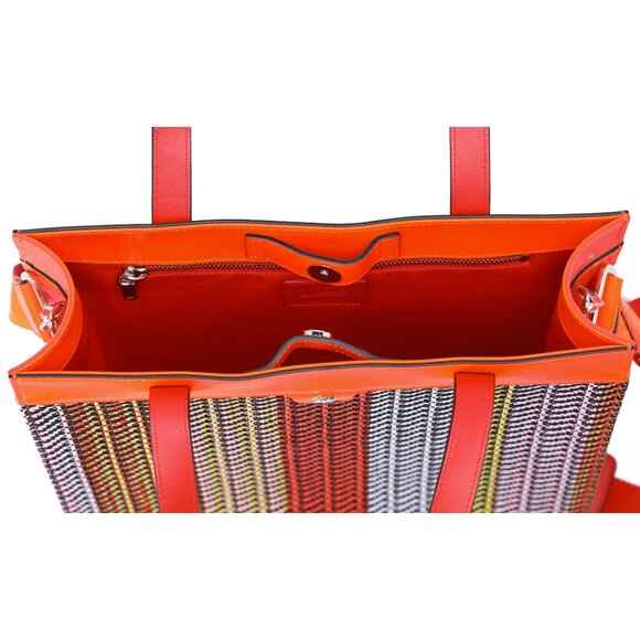 Christian Louboutin Louis Tote 1225327 Red Navy Multi Straw Leather Rubber - Picture 6 of 6